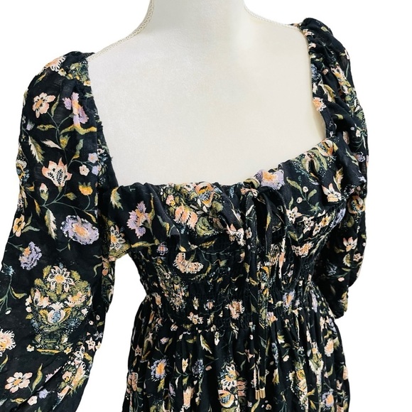 Free People NWT Small OASIS FLORAL PRINTED MAXI DRESS - BLACK COMBO - Picture 7 of 16
